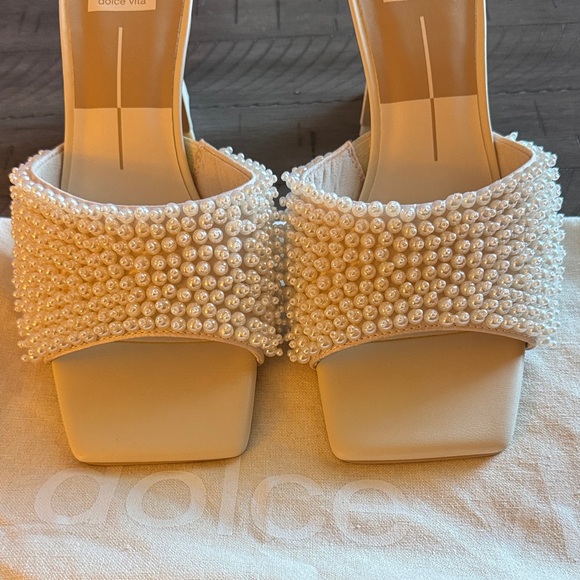 Dolce Vita White Pearl Embellished Heels - Picture 4 of 5